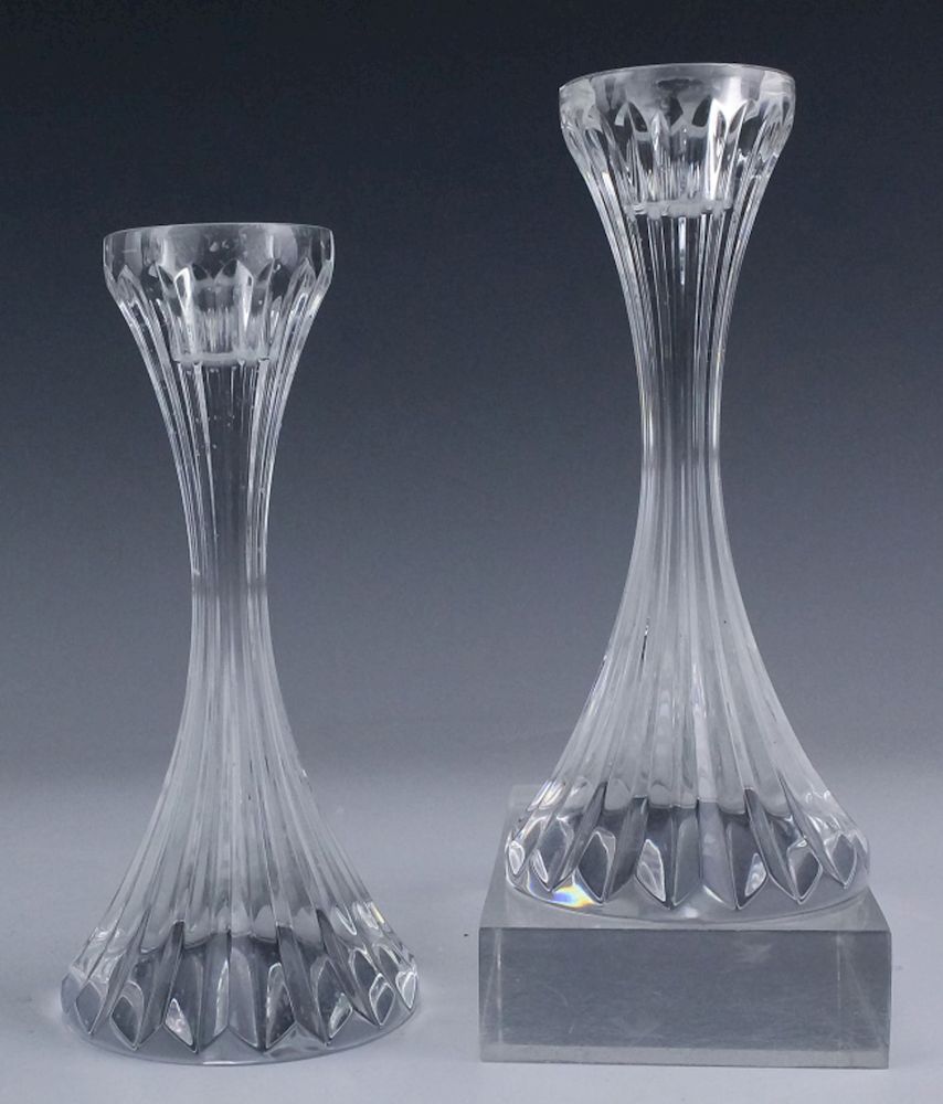 Appraisal: Pair of Baccarat Massena French Crystal Candlesticks Set of Baccarat