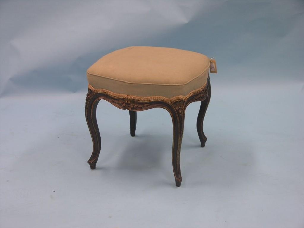 Appraisal: A Louis XV and parcel-gilt stool upholstered seat on moulded