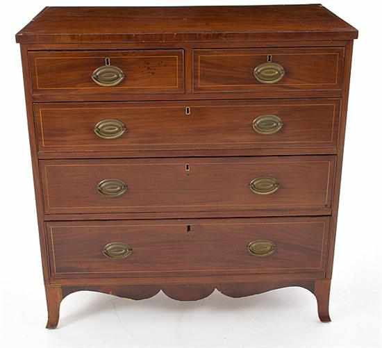 Appraisal: Southern Federal inlaid mahogany chest of drawers early th century