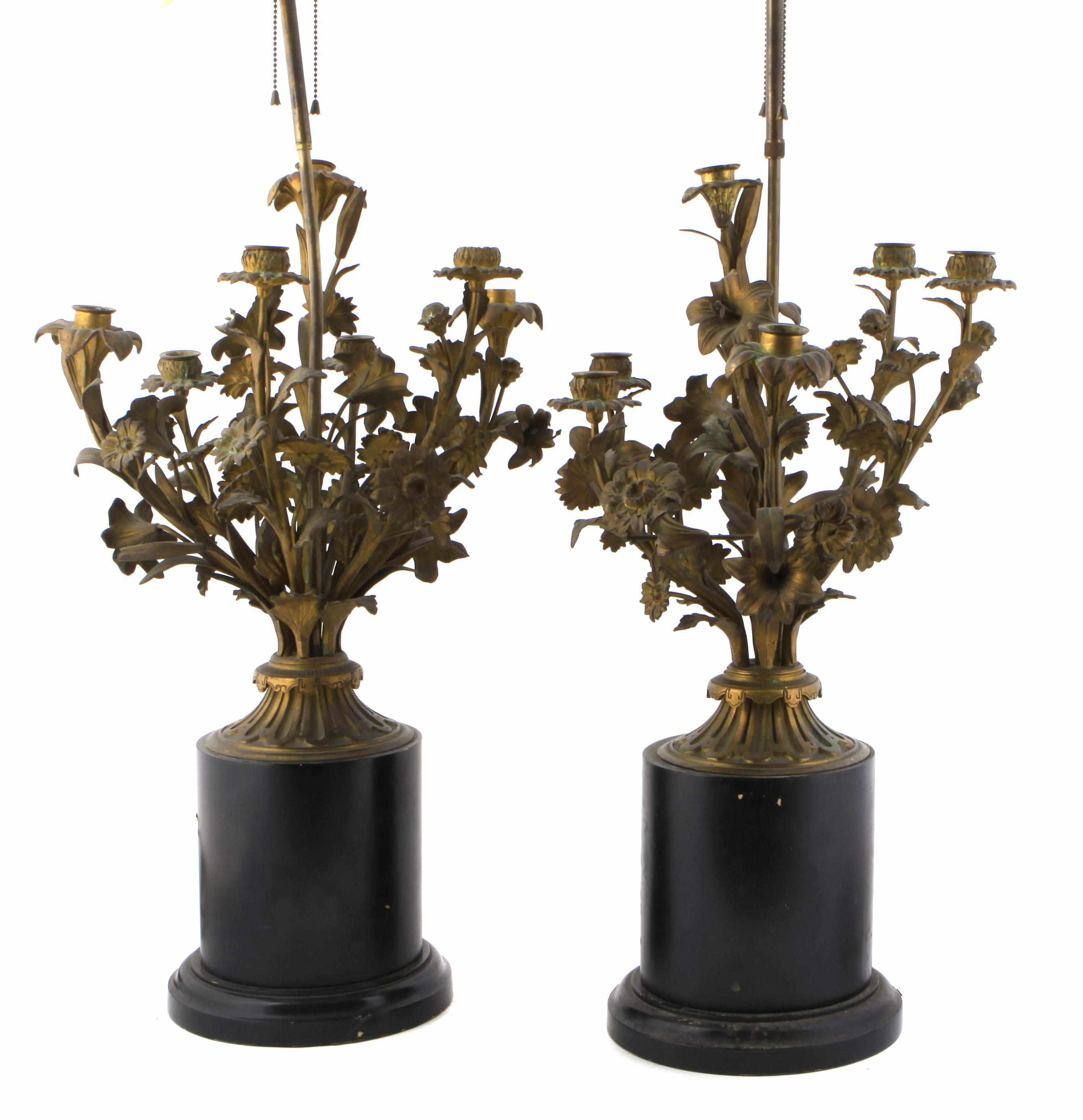 Appraisal: A pair of gilt bronze and gilt metal seven light