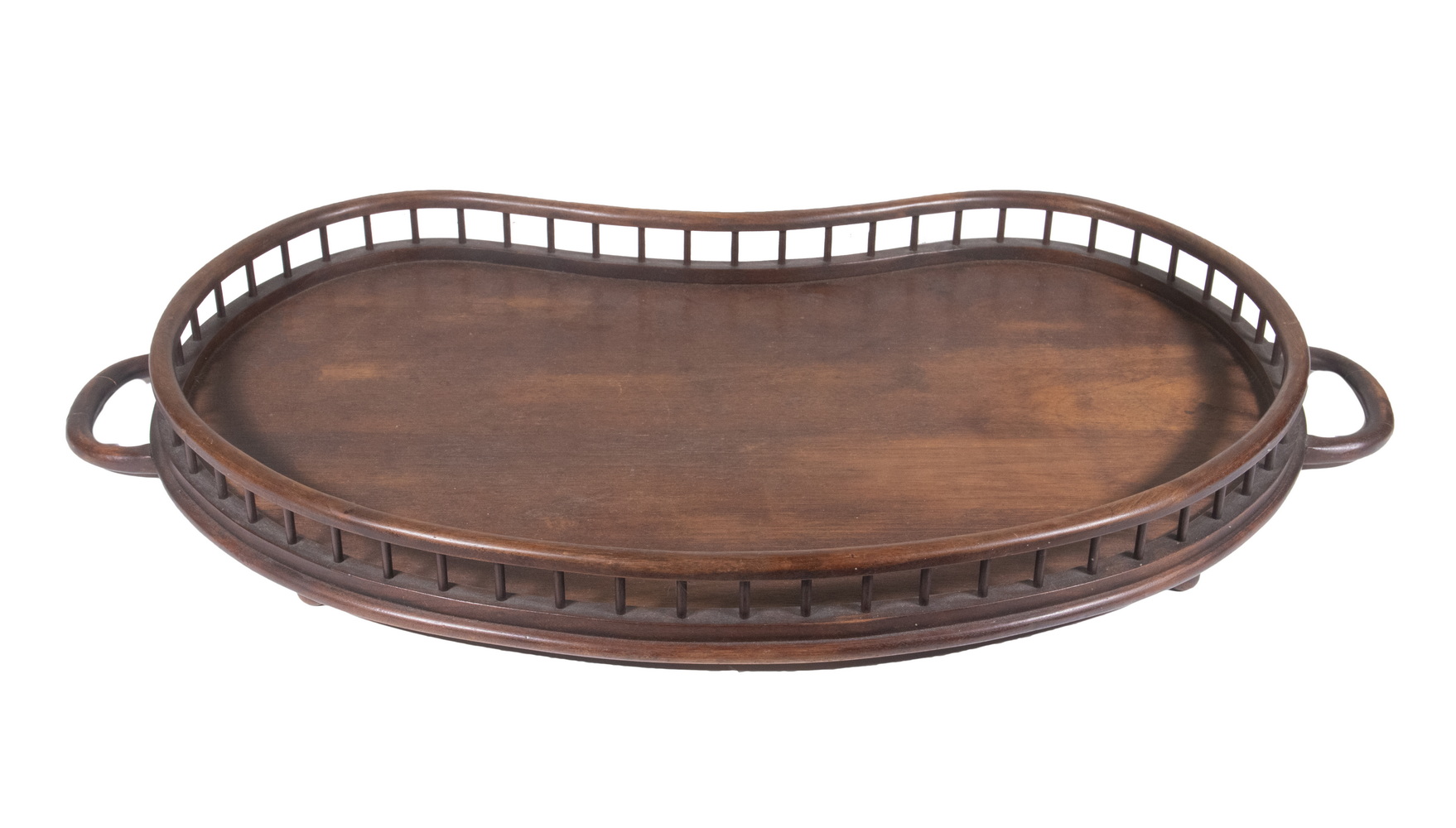 Appraisal: BREAKFAST TRAY Modern Walnut Kidney Shaped Tray with conforming gallery