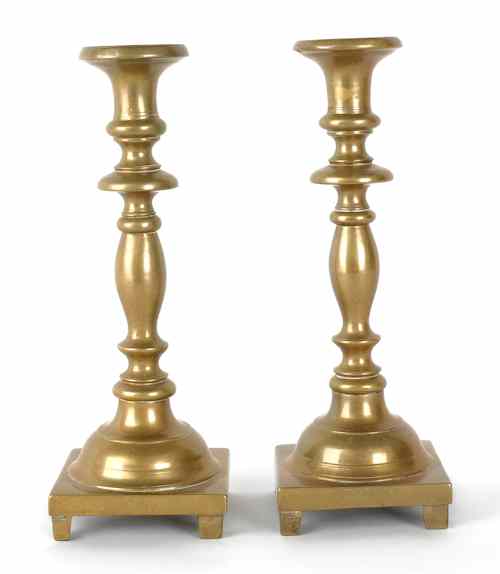 Appraisal: Pair of Continental brass candlesticks th c h