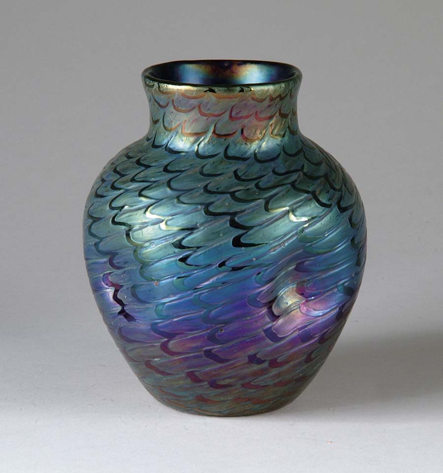 Appraisal: EXQUISITE BLUE PURPLE IRIDESCENT LOETZ VASE With a molded swirl