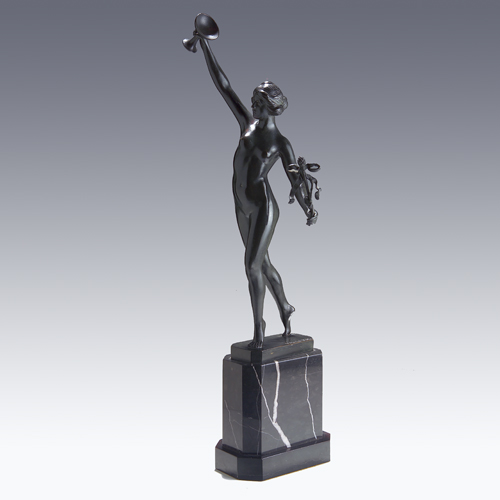 Appraisal: SCHMID KOFER Bronze allegorical figure of Victory on black marble