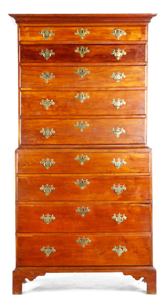 Appraisal: - th C American Chippendale Mahogany Chest on Chest th