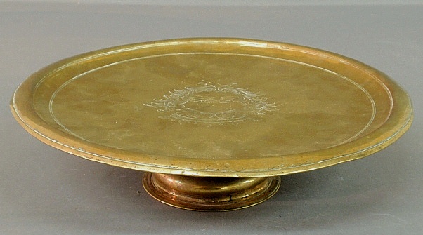 Appraisal: - Early Dutch brass tazza c the center engraved with