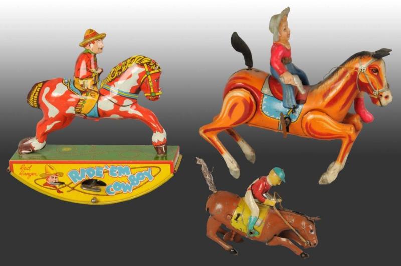 Appraisal: Lot of Tin Litho Horse Wind-Up Toys Description All are