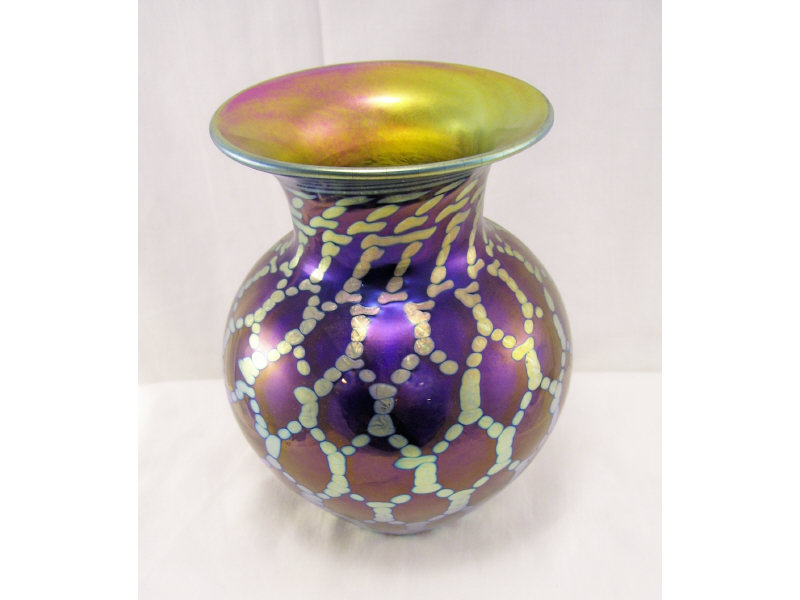 Appraisal: Lundberg Studios Art Glass Vase Ball shaped vase with wide