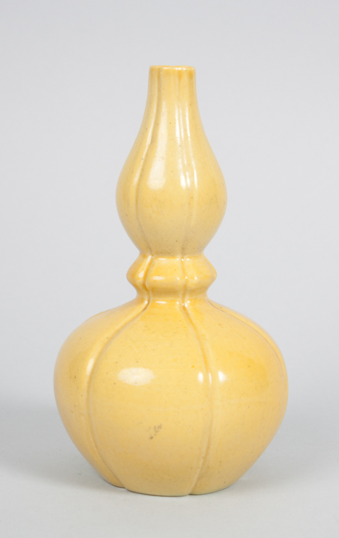 Appraisal: Chinese porcelain double-gourd vase yellow monochrome with impressed mark in