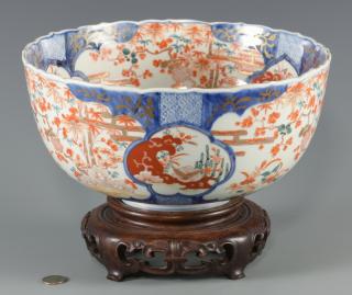 Appraisal: Imari Porcelain Punch Bowl th C Japanese Imari porcelain punch