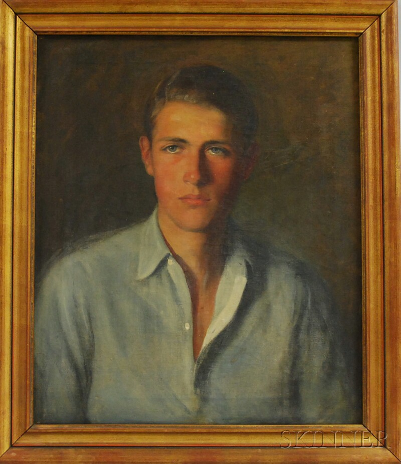 Appraisal: American School th Century Portrait of a Young Man Unsigned