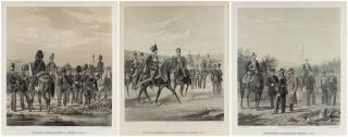 Appraisal: A GROUP OF THREE LITHOGRAPHS WITH MILITARY SCENES TH CENTURY