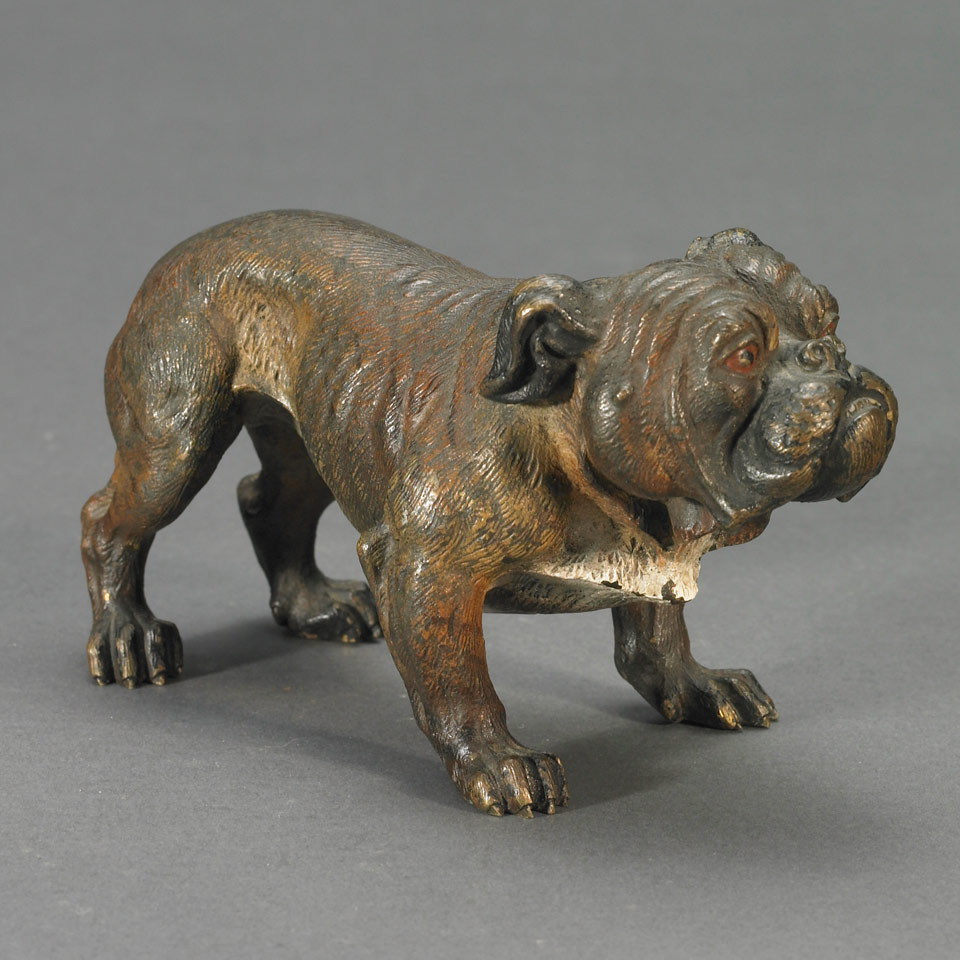 Appraisal: Austrian Cold Painted Bronze Figure of a Bulldog c Length