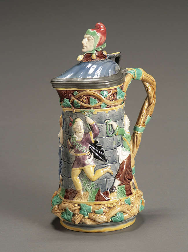 Appraisal: Minton Pewter Mounted 'Tower' Jug Dated The body molded in