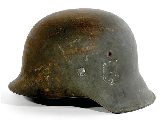 Appraisal: German WWII M combat helmet remnants of decals to left