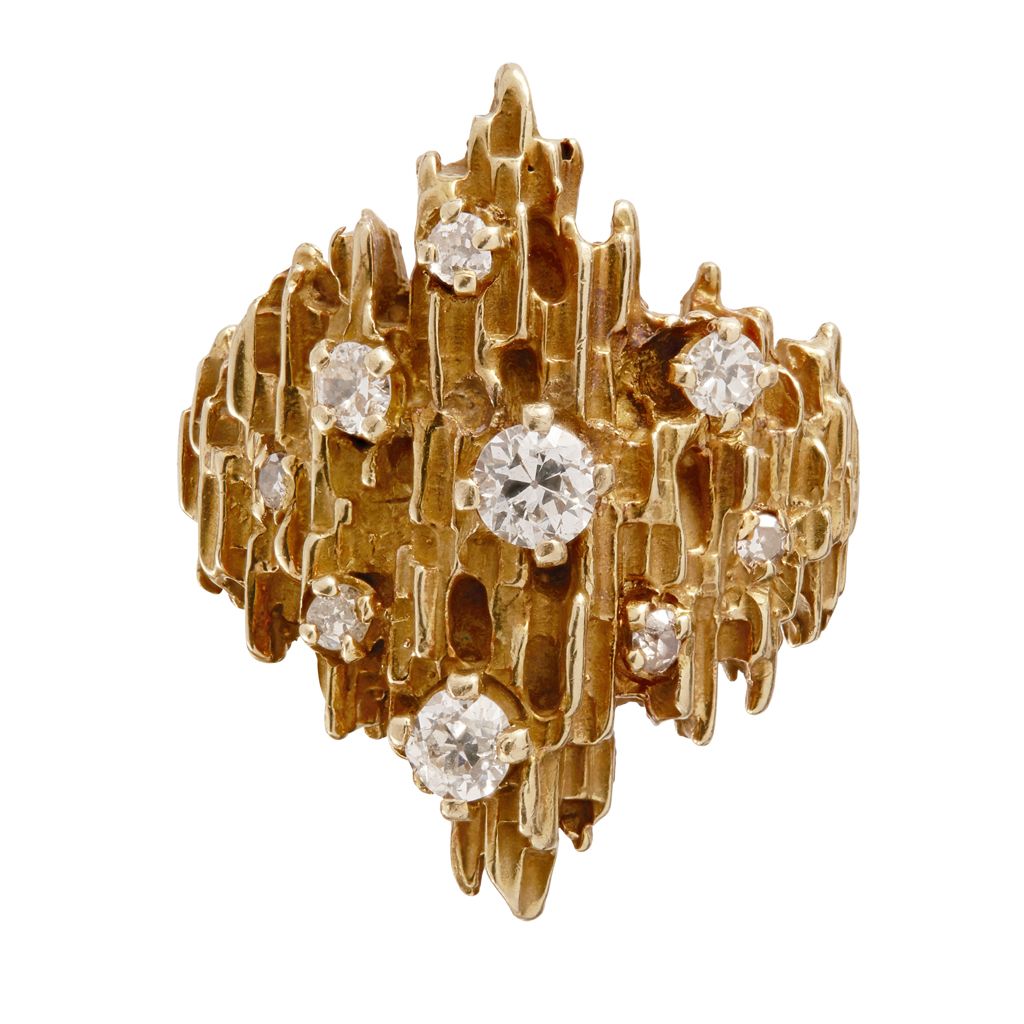 Appraisal: An ct gold contemporary diamond set ring of textured design