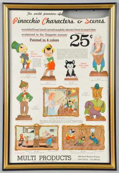 Appraisal: Multi-Products Paper Ad for Pinocchio Characters Description Marked Walt Disney