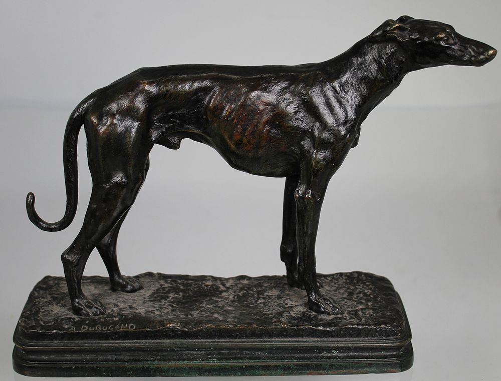 Appraisal: Dubucand Bronze Whippet Figure Dubucand Bronze Whippet Figure Likely after