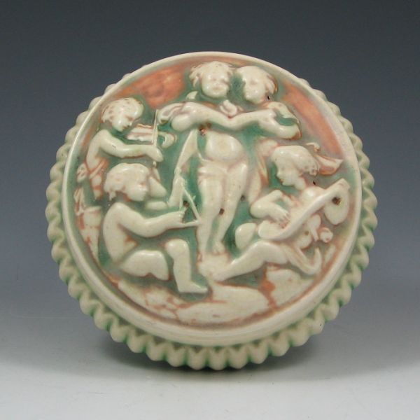 Appraisal: Roseville Donatello covered jewel box An very uncommon shape Unmarked