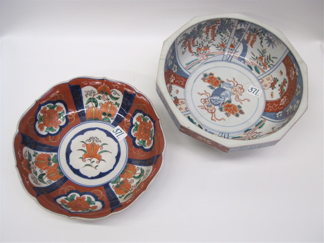 Appraisal: TWO JAPANESE IMARI PORCELAIN BOWLS Meiji period Dimensions D x