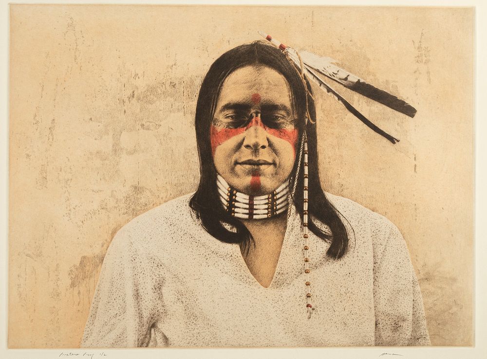 Appraisal: James Bama Sioux Indian James Bama b Sioux Indian etching