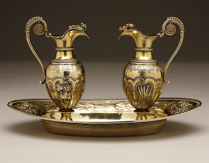 Appraisal: A Louis Philippe vermeil silver cruet set A Louis Philippe