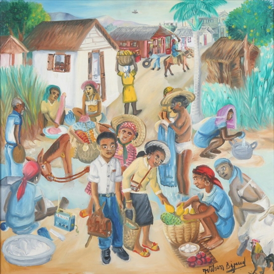 Appraisal: WILSON BIGAUD Haitian b HAITIAN MARKET SCENE signed lower right