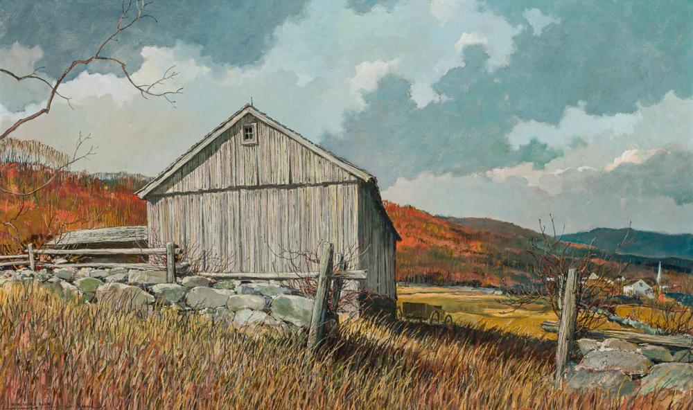 Appraisal: ERIC SLOANE American - Berkshire Barn oil on masonite signed