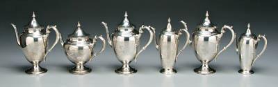 Appraisal: Six Gorham sterling tea coffeepots oval bodies dome lids C