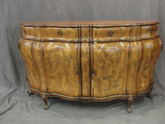 Appraisal: Burlwood Serpentine Front Italian Bombe Sideboard with Doors and Drawers