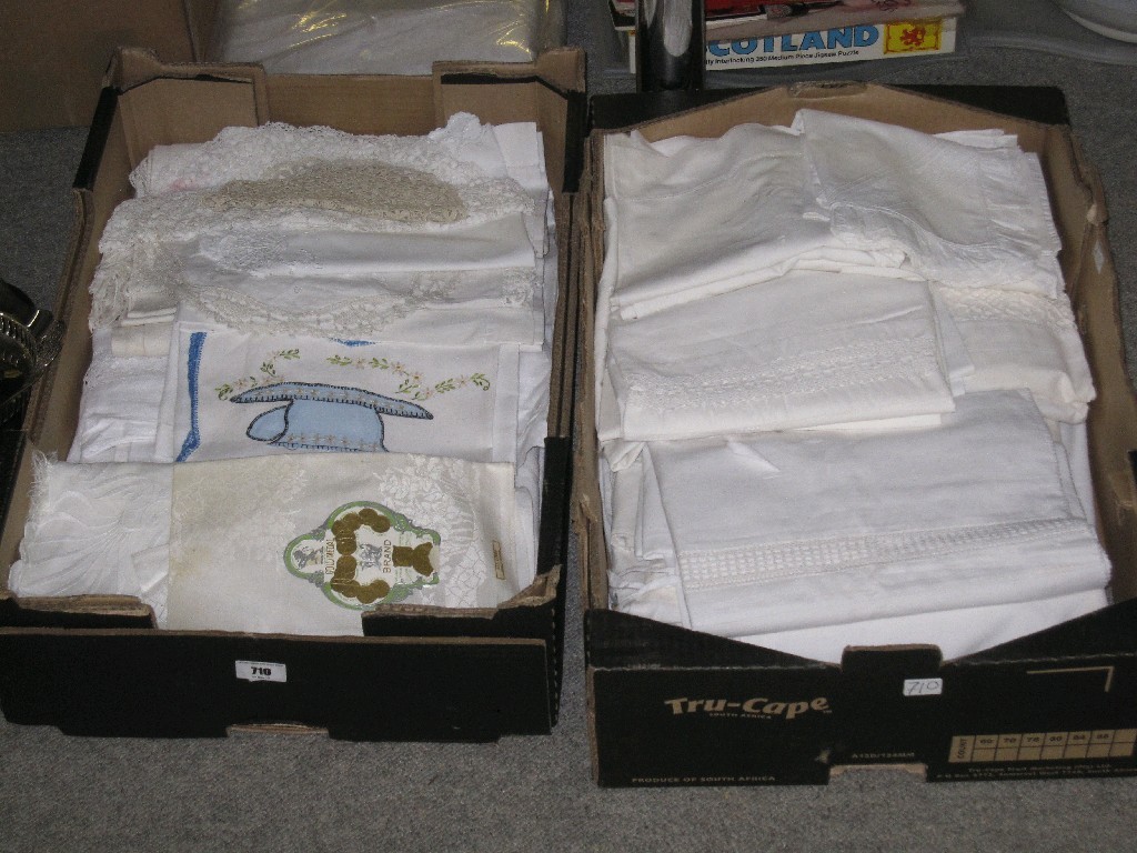 Appraisal: Lot comprising two boxes of assorted lace and linen items