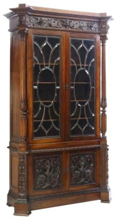 Appraisal: Italian Renaissance Revival carved bookcase late th c having molded