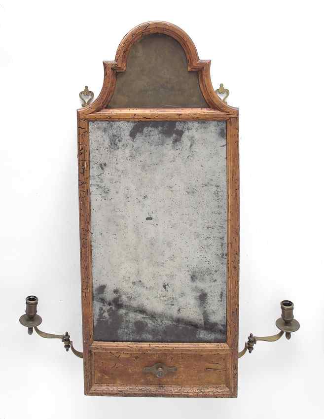 Appraisal: EARLY FRENCH WALL MOUNT SHAVING MIRROR Original looking glass and