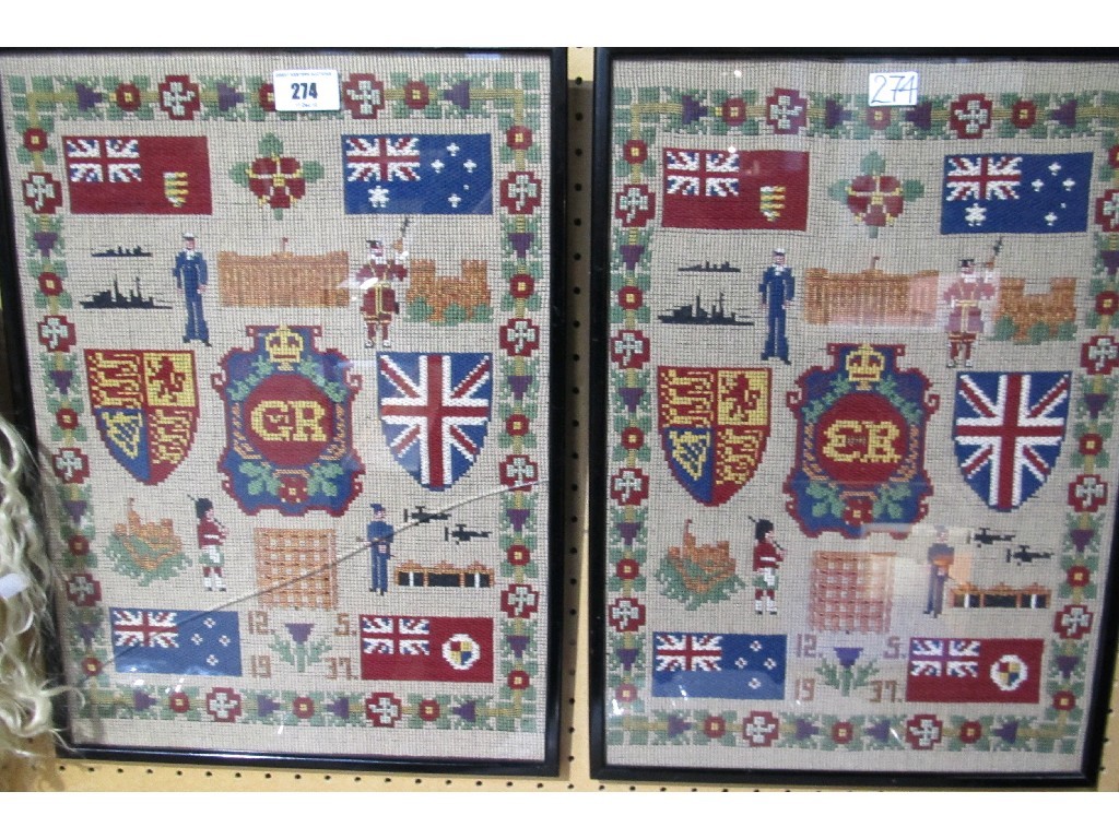 Appraisal: Pair of framed military samplers