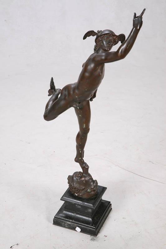 Appraisal: STATUE OF MERCURY Bronze signed F Barbedienne Fondeur Depicting Mercury