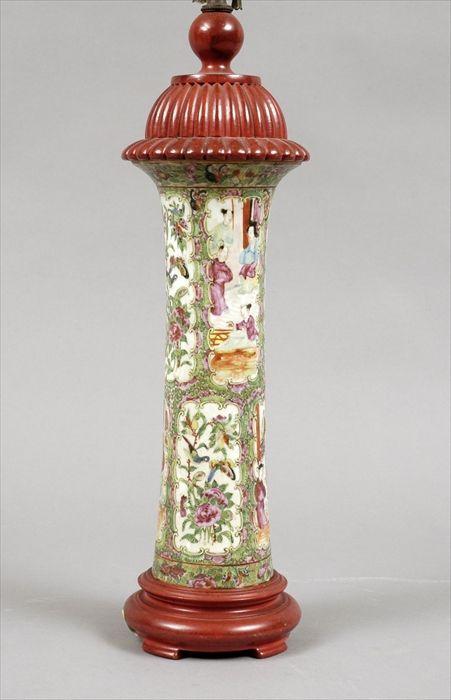 Appraisal: Chinese Rose Medallion Porcelain Vase Mounted as a Lamp in