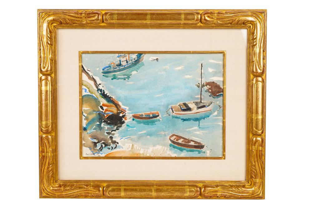 Appraisal: PHIL DIKE - BOATS IN HARBOR watercolor on paper signed