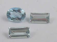 Appraisal: Two baguette cut aquamarines and an oval aquamarine total weight