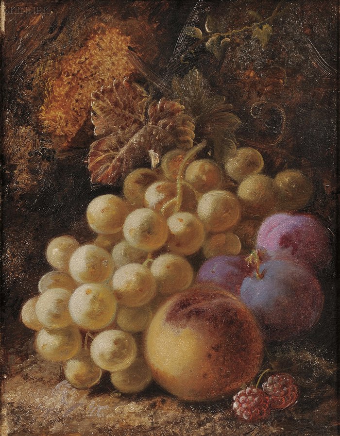 Appraisal: George Clare British - Still Life with Grapes Peach Plums