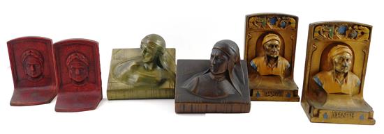 Appraisal: Three th C pairs bookends relating to Dante Alighieri Italian