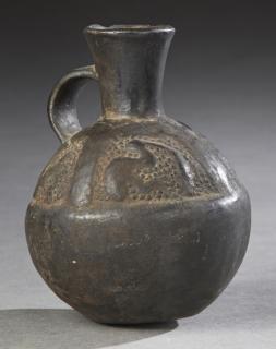 Appraisal: Pre-Columbian Pottery Pitcher with relief bird decoration and an integral