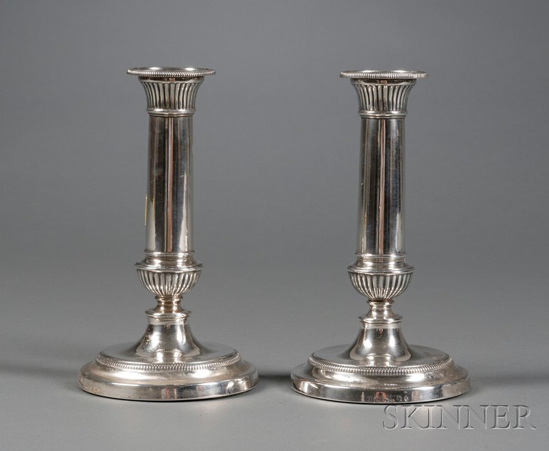 Appraisal: Pair of George III Weighted Silver Candlesticks Birmingham Matthew Boulton