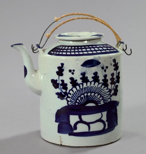 Appraisal: Large Kuang Hsu Provincial Blue and White Porcelain Teapot first