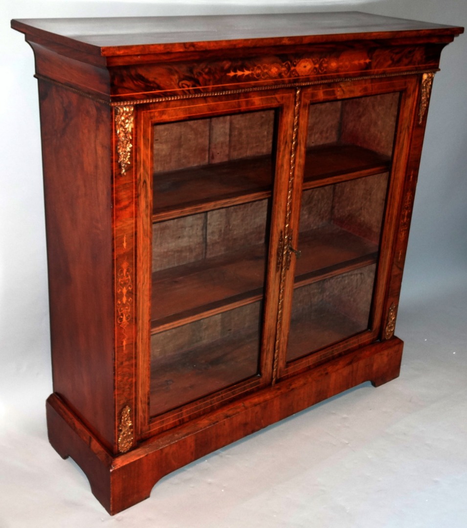 Appraisal: A thC walnut and part inlaid pier cabinet the rectangular