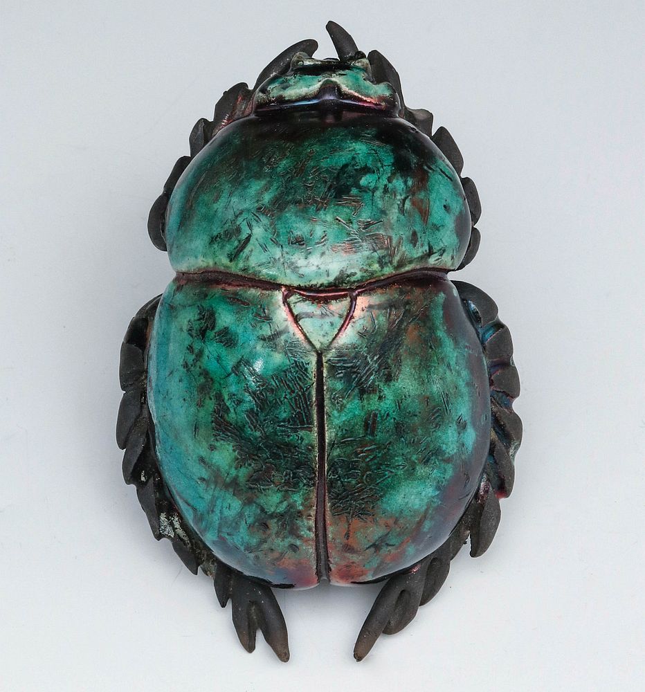 Appraisal: A LARGE RAKU POTTERY SCARAB WITH ARTIST'S MONOGRAM The interesting