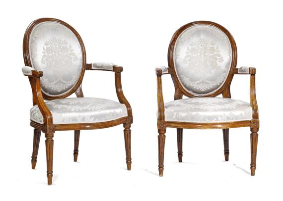 Appraisal: SUITE OF ARMCHAIRS late Louis XVI France th c Signed