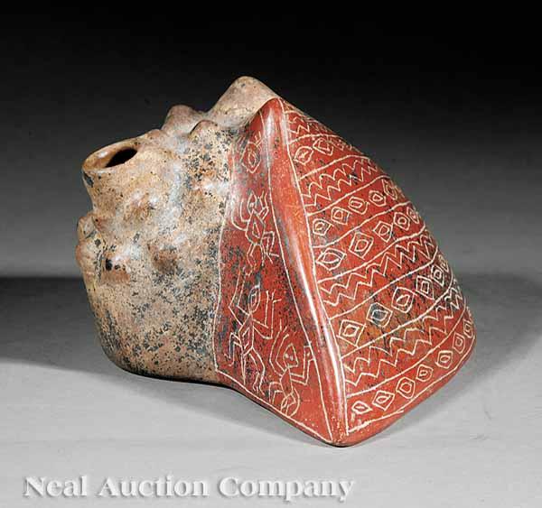 Appraisal: A Colima Painted and Polished Earthenware Conch Form Vessel c