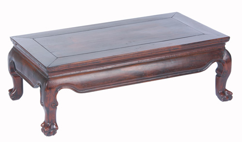 Appraisal: CHINESE Hongmu wood Kang table with ball and claw feet