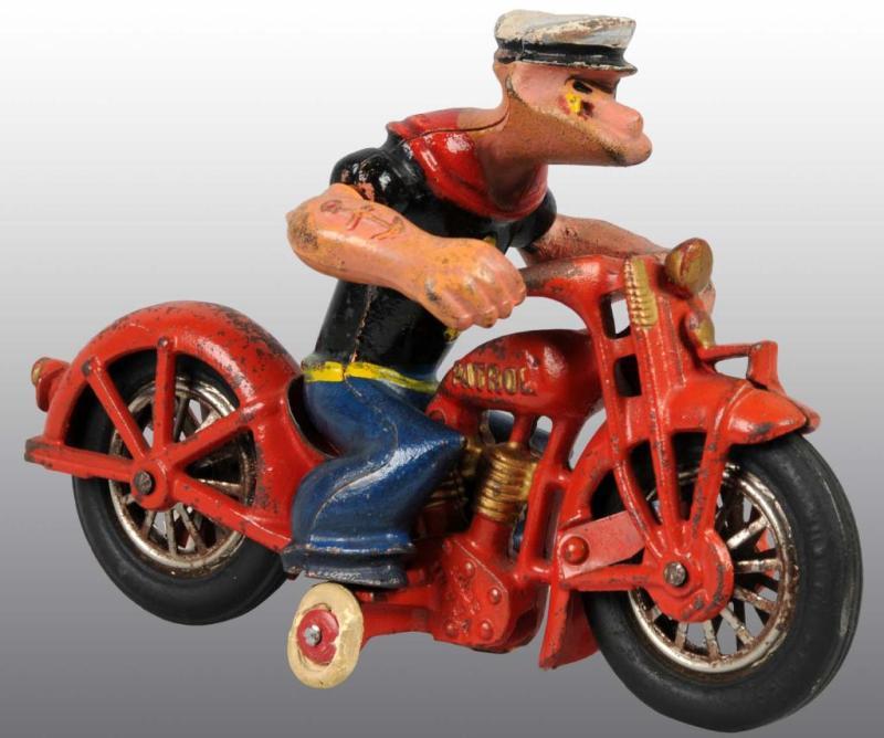 Appraisal: Cast Iron Hubley Popeye Patrol Motorcycle Toy Description Copyright dated