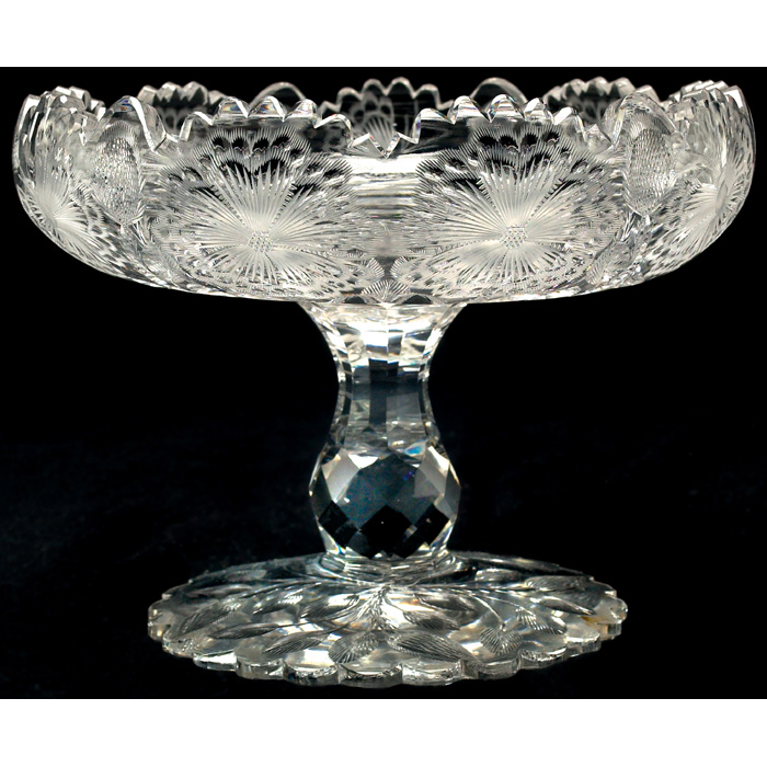 Appraisal: Nice Cut Glass compote cut glass form with stylized flowers